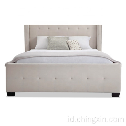 Furniture Kamar Tidur Gaya Amerika Tombol Tufting Baju Kain Berlapis Grosir Set Kamar Tidur CX612